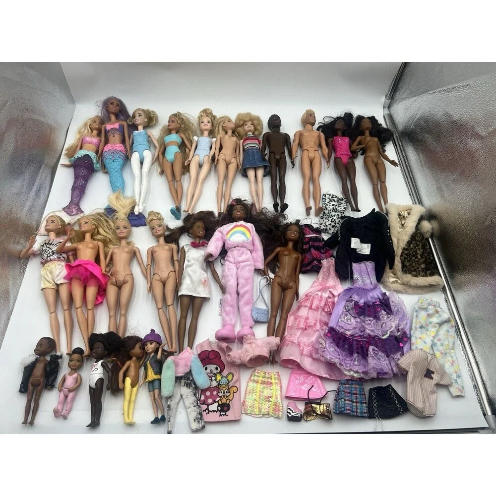 Lot Of 23 Barbie Ken Dolls And Clothes Dresses 2010-modern Mermaid Ballerina